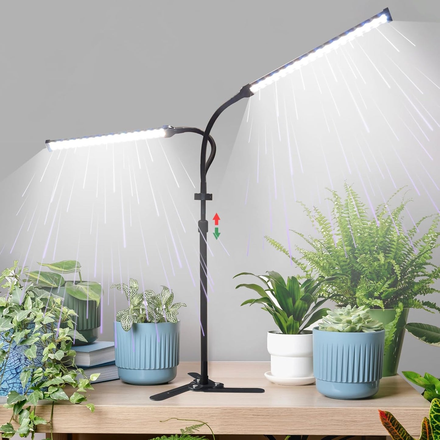 2026 Professional Grow Lights for Indoor Plants Growing, 162 LEDs 6000K Full Spectrum Plant Grow Lights Indoor, Height Adjustable (13-38''), 3 Spectrum Modes + 10 Dimming with 4/8/12/18H Timer