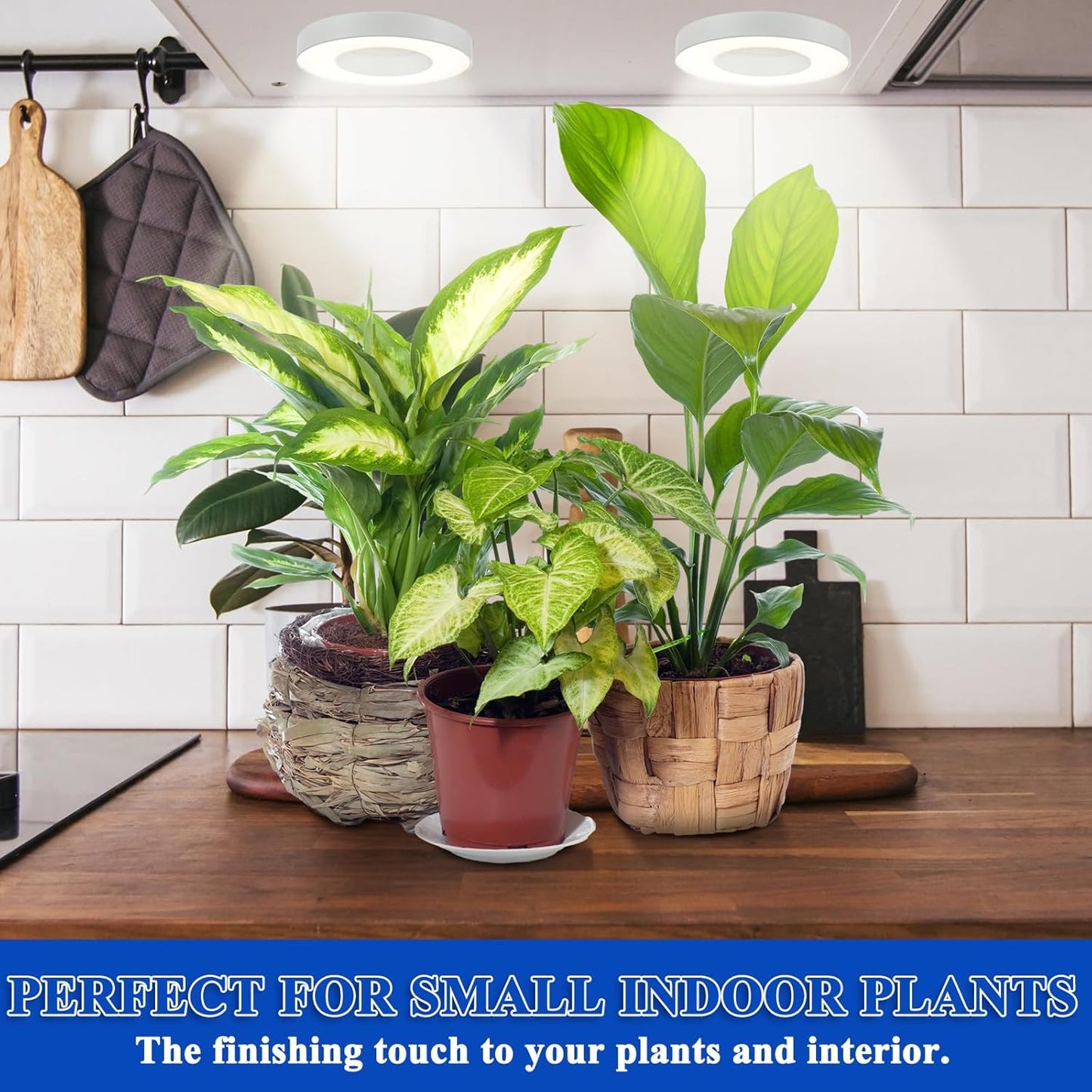 Tujoe Quad Head Indoor Plant Lights for Growth Ceiling Grow Lights for Indoor Plants 196 LED Full Spectrum LED Grow Lamp 5v Safe Voltage Lamp with 4/8/12h Auto Switch 4 Dimmable Brightness Levels
