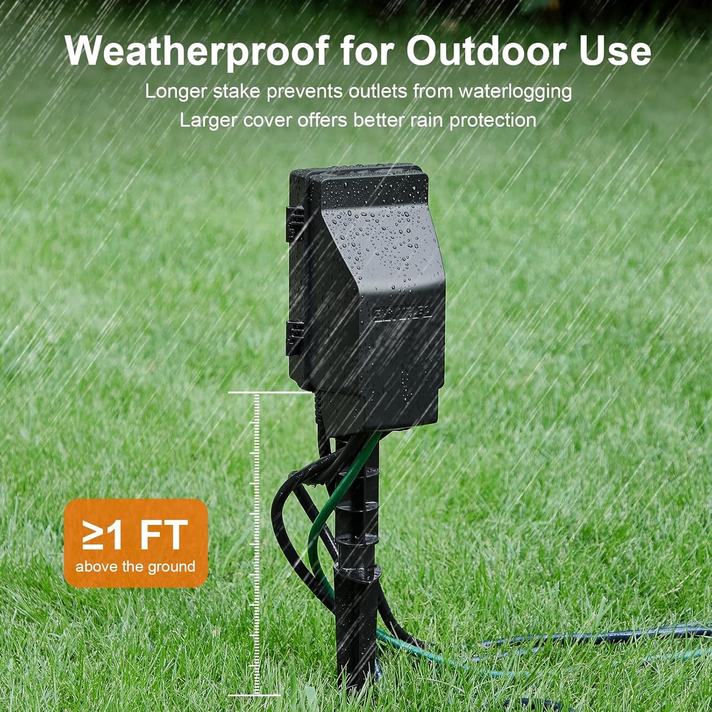 SURAIELEC Outdoor Power Stake, 24-Hour Mechanical Light Timer, Electrical Power Strip Weatherproof, 6FT Extension Cord Multiple Outlets Plug for Patio Lights, Halloween Decorations. Outdoor Light