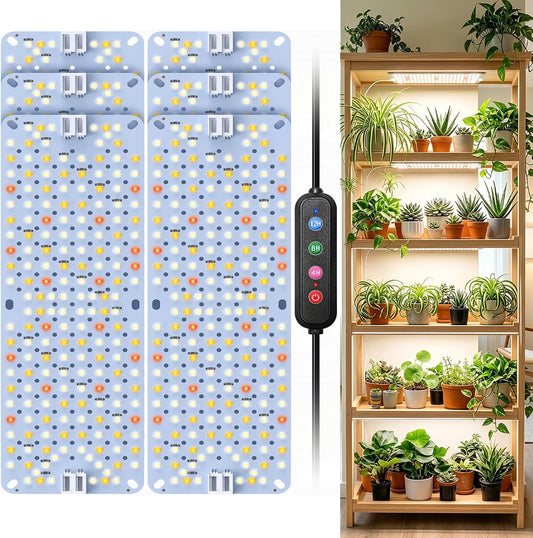 SDOVUERC Full Spectrum 1152 LEDs Grow Lights,60W Plant Grow Lights for Indoor Plants with Daisy Chain Function, Sunlike Spectrum,4/8/12/16/20H Timer for Seed Starting(Pack 6)
