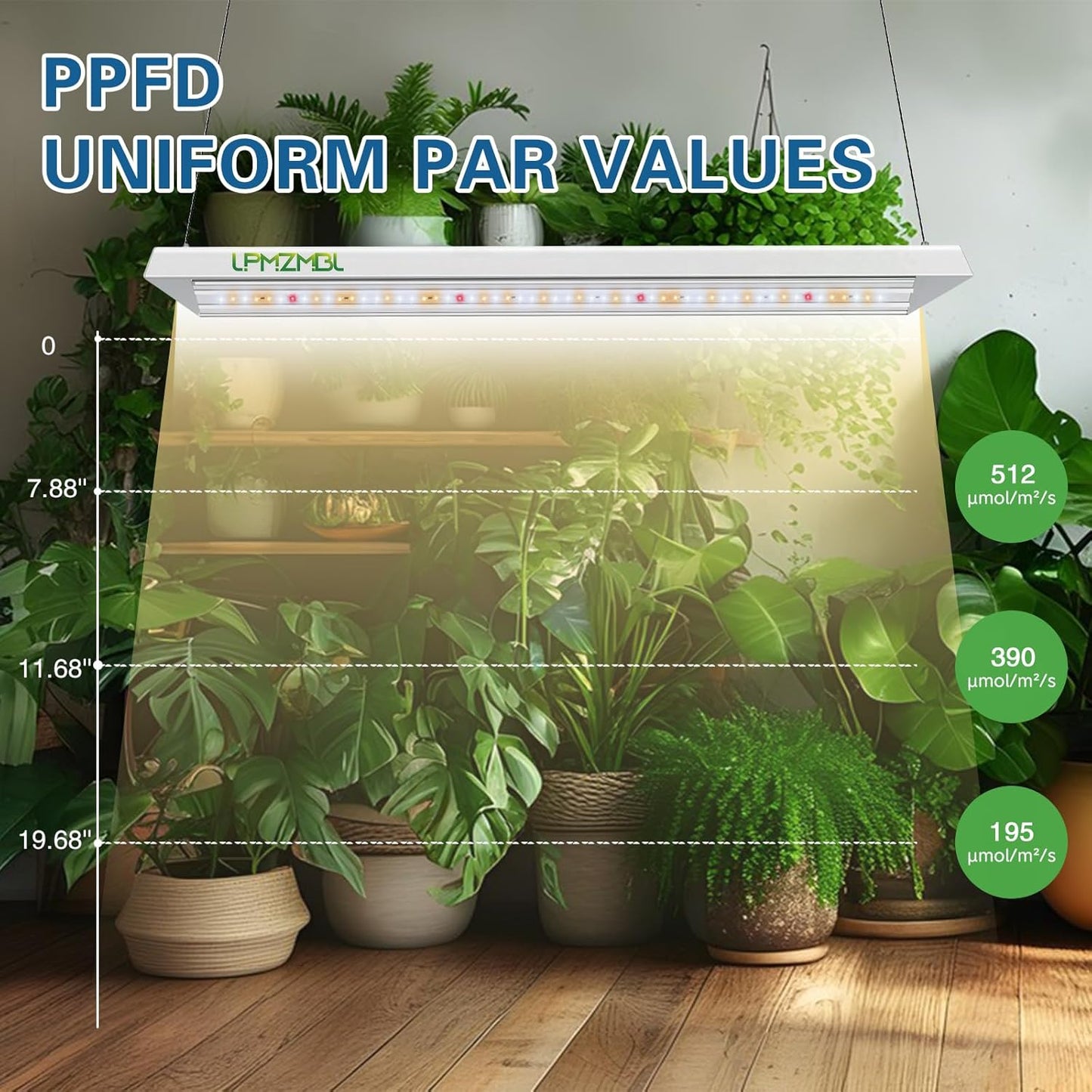 Full Spectrum Grow Lights for Indoor Plants 60W LED Grow Lights for Seed Starting 4/8/12H Timer and 10 Dimming Levels Height Adjustable and Energy Efficient for Seedling Veg Bloom All Growth Stages