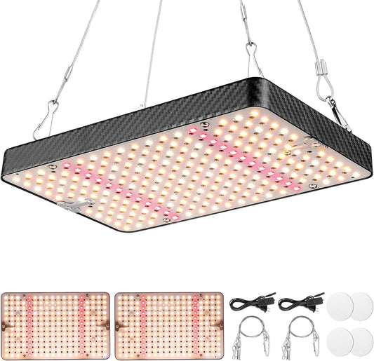 Grow Lights (2 Pack), Hanging Grow Lights for Indoor Plants, 200W UV-IR Full Spectrum Led Grow Light for Seed Startin