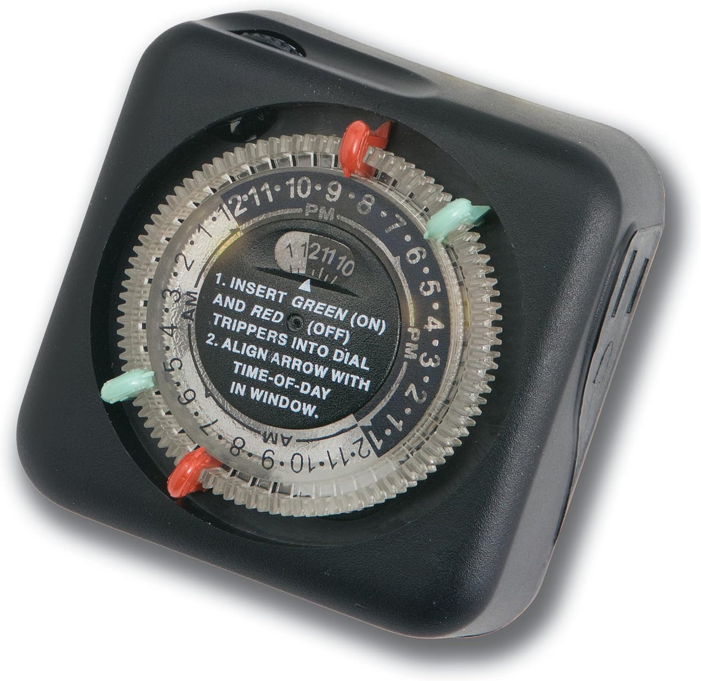 Kichler Outdoor Mechanical Timer with Tradition Pin Setting, Plug-In Landscape Lighting Automation Timer, Black, 15557BK, 3" x 3" x 2.75"