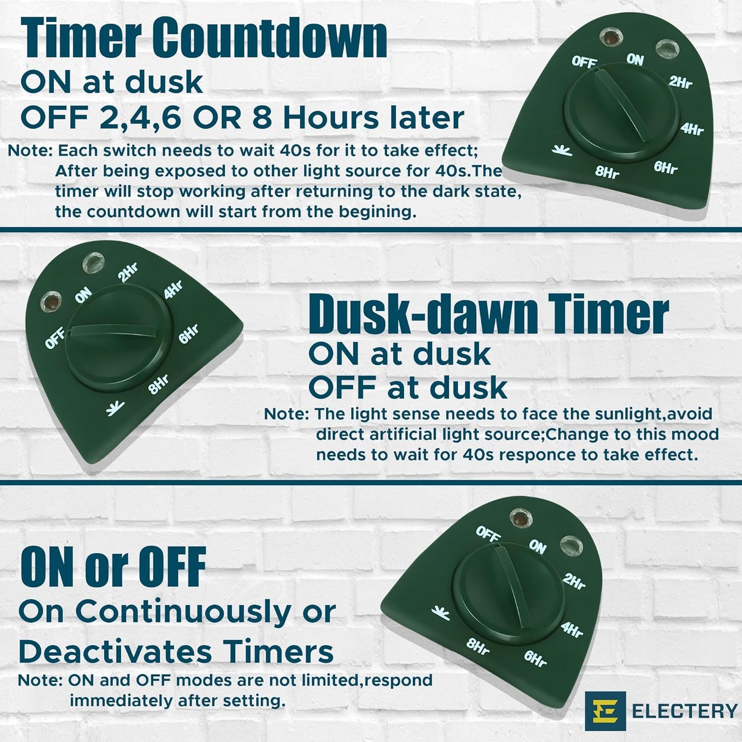 Outdoor Timer Outlet 2-Pack, Green Waterproof Dusk-to-Dawn Plug-in with Light Sensor, 24-Hour Mechanical Countdown, Heavy-Duty 15A UL Listed for Garden, Pool Pump, Holiday Lights