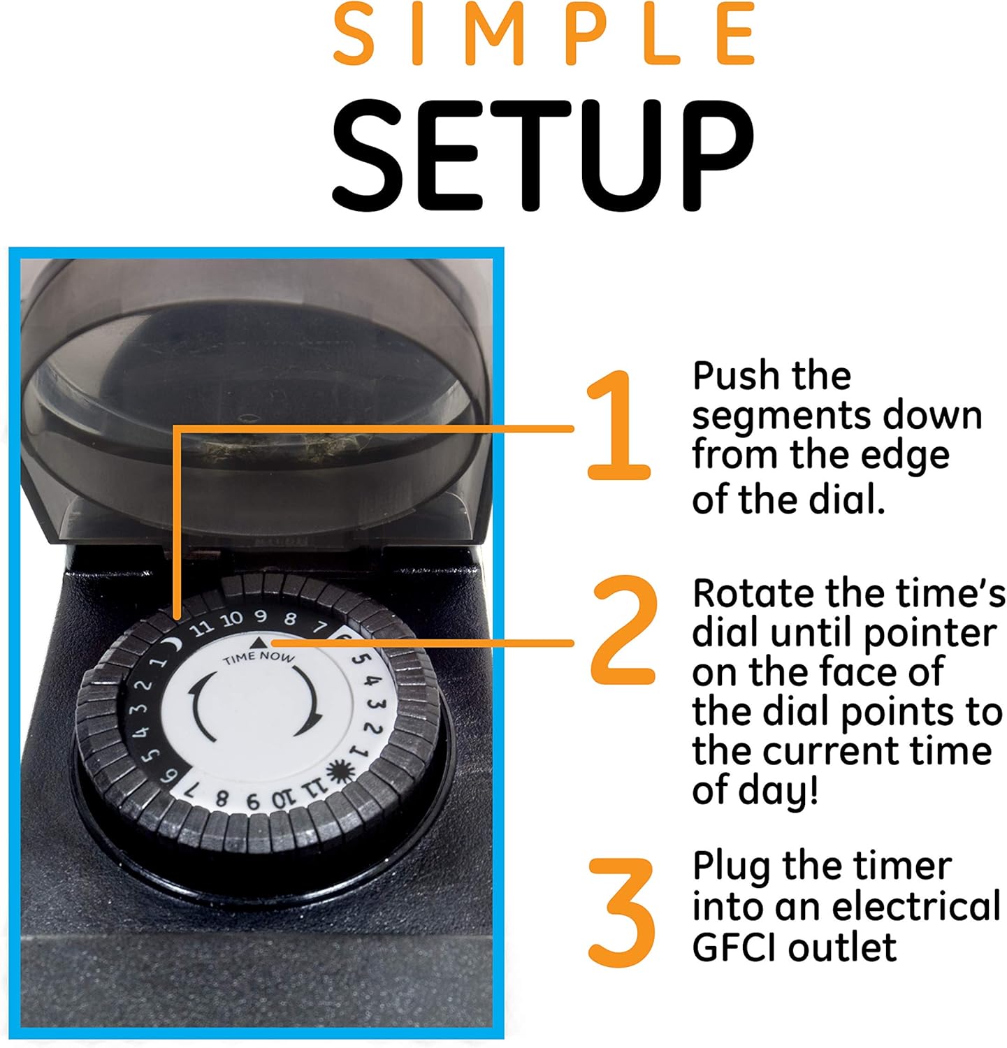 GE 24-Hour Indoor / Outdoor Programmable Mechanical Timer, Dual Outlet Plug-In, 2 Grounded Outlets, Heavy Duty Weather Resistant, 30 Minute Intervals, 15138