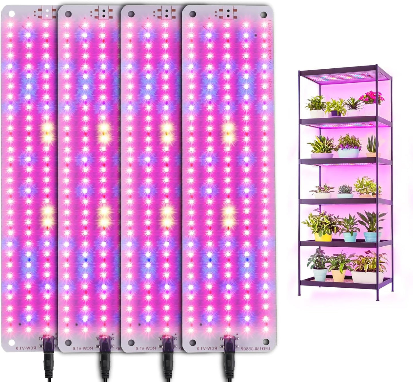 Grow Lights for Indoor Plants Full Spectrum,Plant Lights with Auto Timer 3/9/12H Grow Light for Under Cabinet Plant, 10 Dimmable Levels, Grow Lamp Panel Grow Lights for Seed Starting(4P)