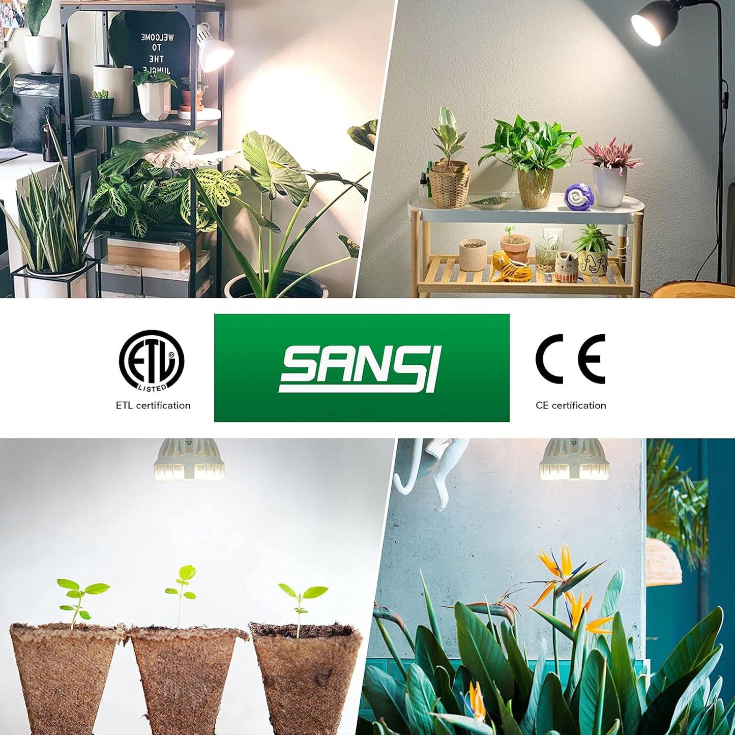 SANSI Grow Light Bulb with COC Technology, Full Spectrum 10W Grow Lamp (150 Watt Equiv) with Optical Lens for High PPFD, Perfect for Seeding and Growing of Indoor Plants, Flowers and Garden