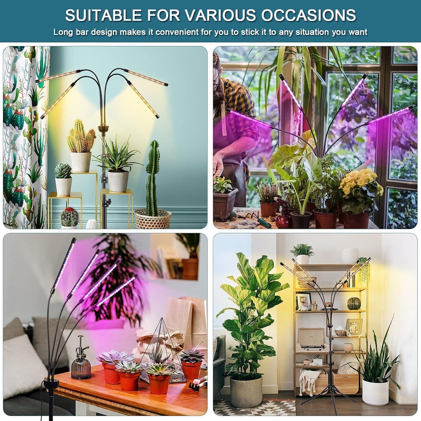 LED Grow Lights for Indoor Plants with 15-60 inches Adjustable Tripod Stand Plant Light with 4/8/12H Timer with Remote Control…