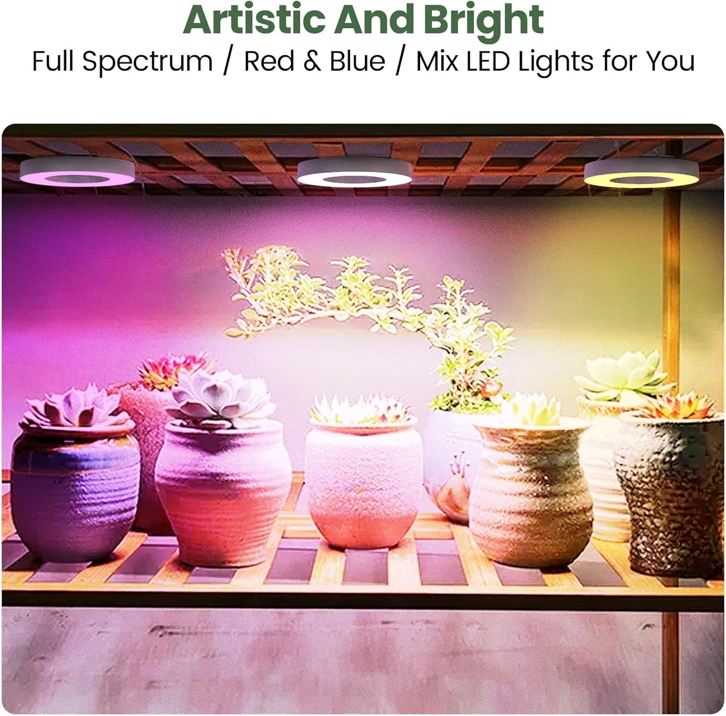 Mosthink Ceiling Grow Lights for Indoor Plants, 96 LEDs Plant Light Full Spectrum, Under Cabinet Plant Growing Lamp with Auto Timer, 10 Dimmable Levels, 3 Modes with Transparent Cover,Corded