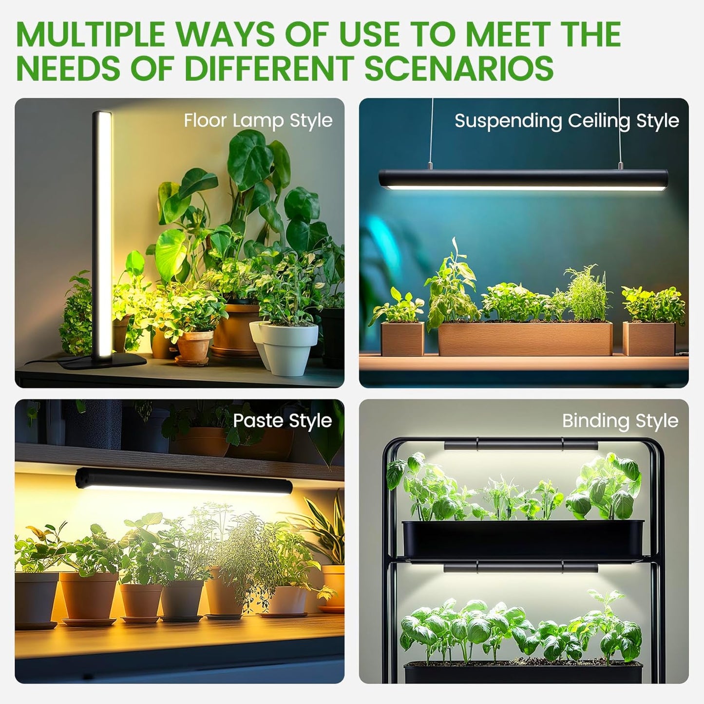 Grow Lights for Indoor Plants,20W 169 LED Full Spectrum with Timer, Hanging Plant Growing Light with Dimmable On/Off Switch,16.8in Height Standing Vertical Lamp for Seed Starting Growth