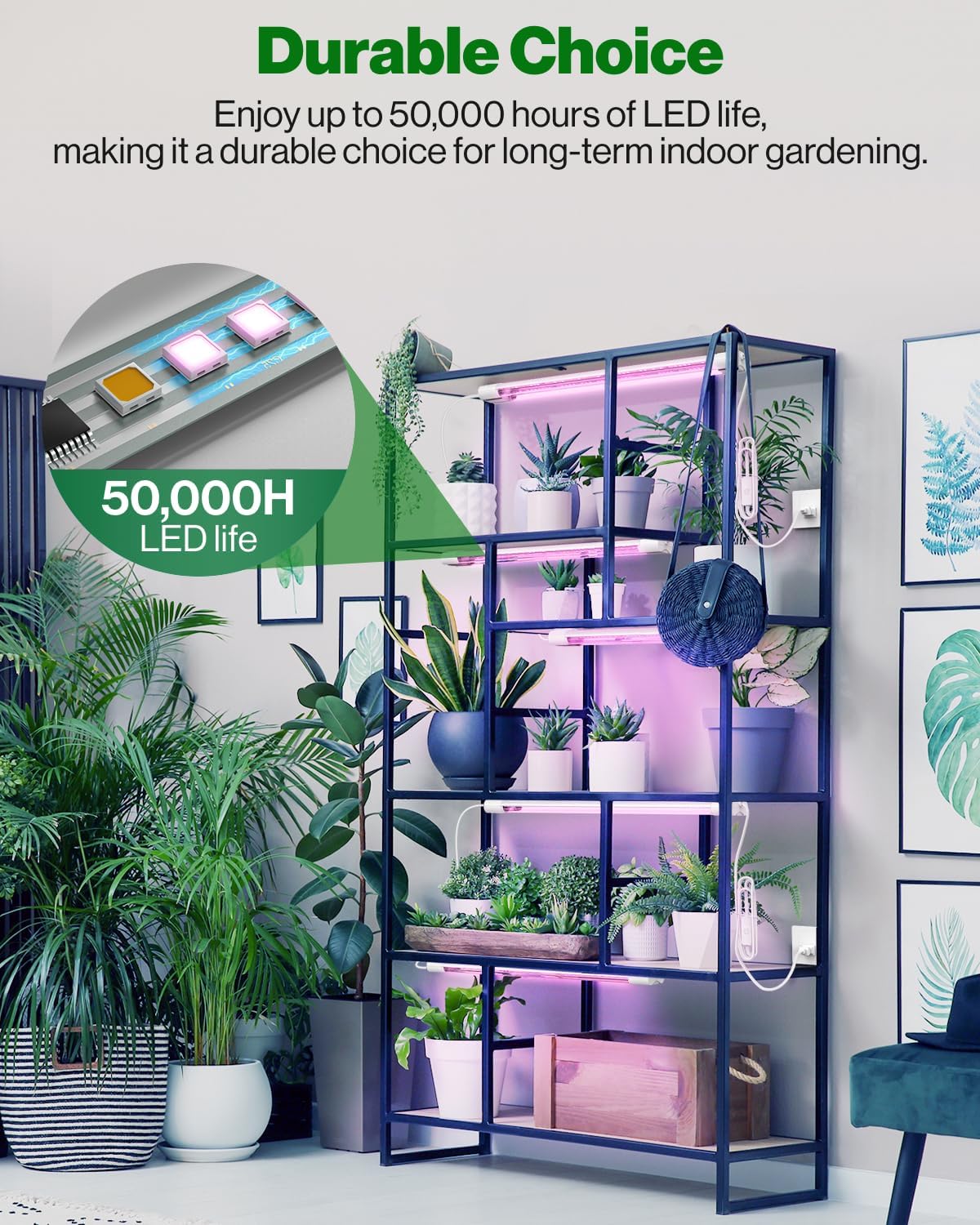 Sunco 2ft Grow Light LED, 20W, Full Spectrum, for Seed Starting, Seedling, Indoor Plants, Plug in Suspended Fixture, Link Up to 8, Inline Switch, ETL 4 Pack.