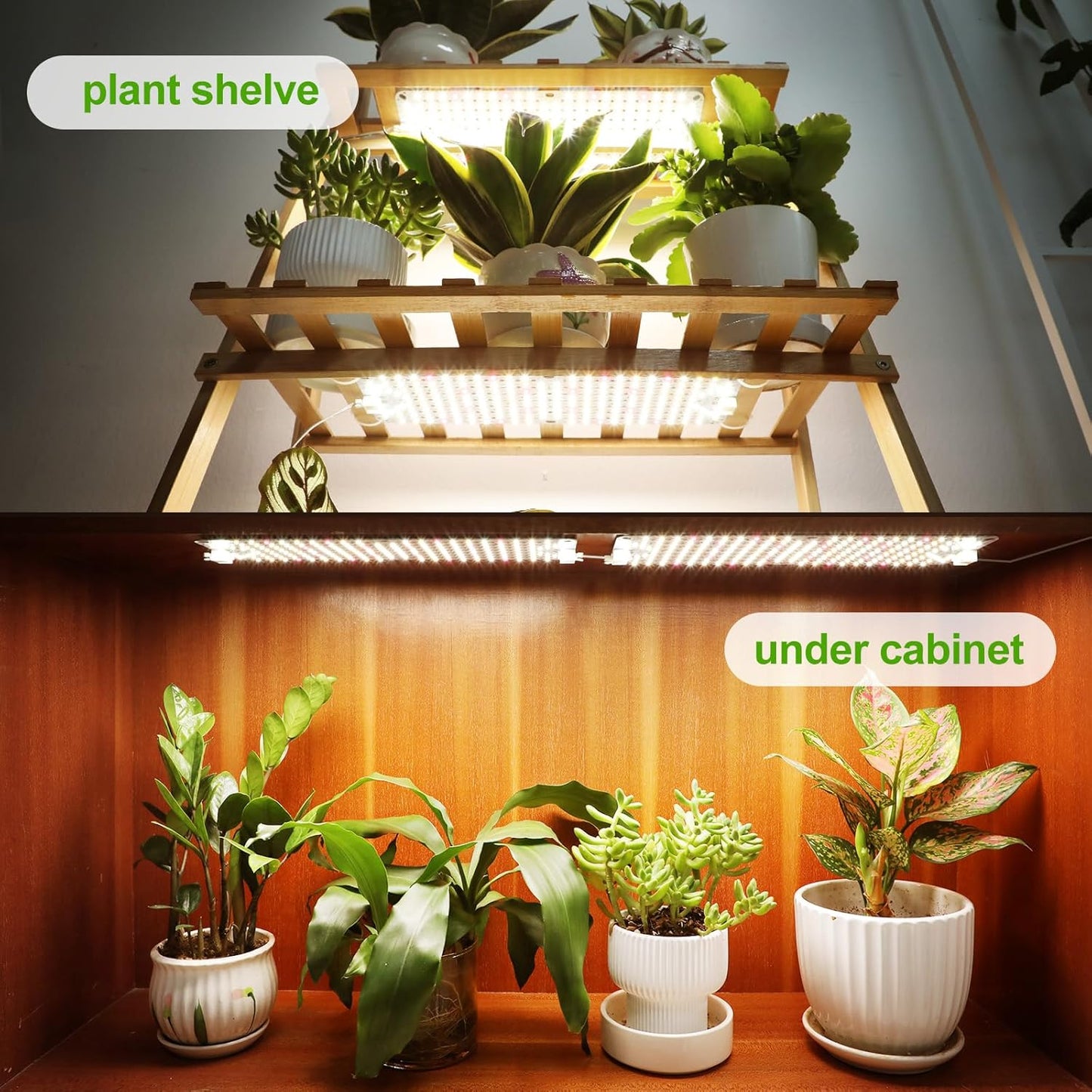 4Panel Grow Lights for Indoor Plants, Seed Starting, Veg, Pot Plants, Bonsai with Timer 4/8/12/16/20H, Ultra-Thin Under Cabinet & Shelf Full Spectrum LED Plant Growing Lamps, Multi-Panels Free Connect