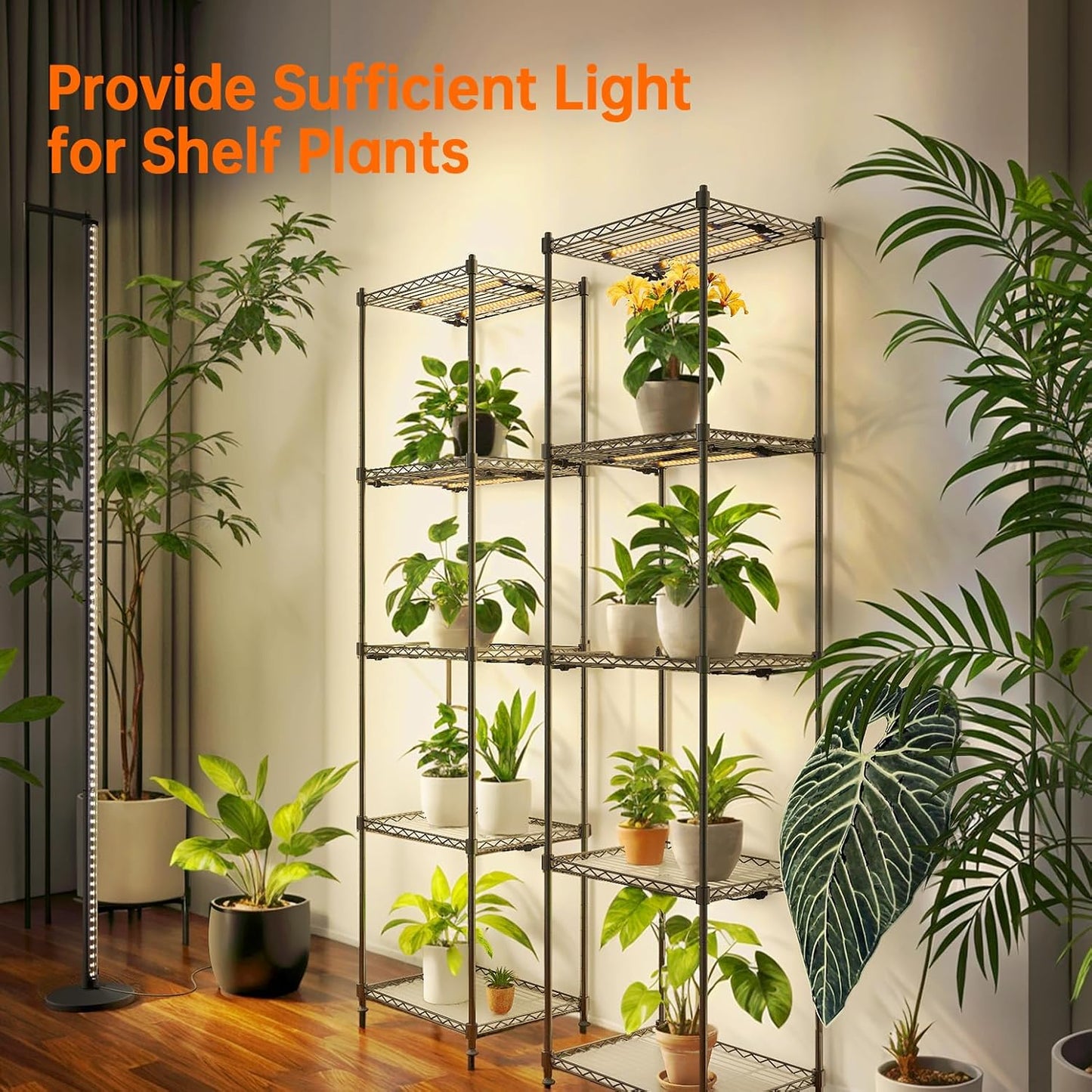 Bstrip Standing Grow Light for Indoor Plants, Vertical Grow Light with 3 Light Modes, Wide Illumination and Dimmable, T10 Full Spectrum Floor Grow Lights, 16in-65in Adjustable Height & Auto Timer