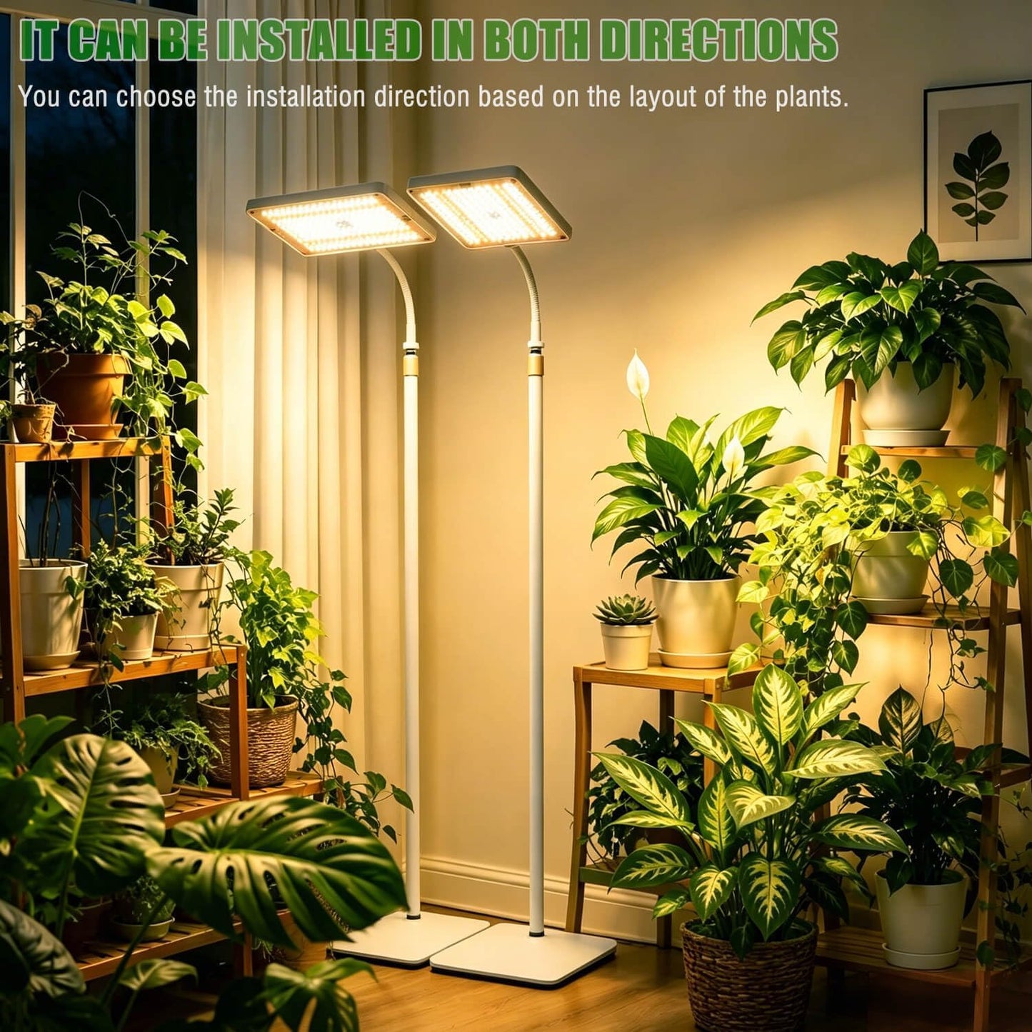 LED Grow Lights for Indoor Plants with Stand for Floor and Tabletop, Full Spectrum Plant Lights for Indoor Growing with Timer 4H/8H/12H, Grow Light with 3 Lighting Mode & 10 Dimmable Brightness.