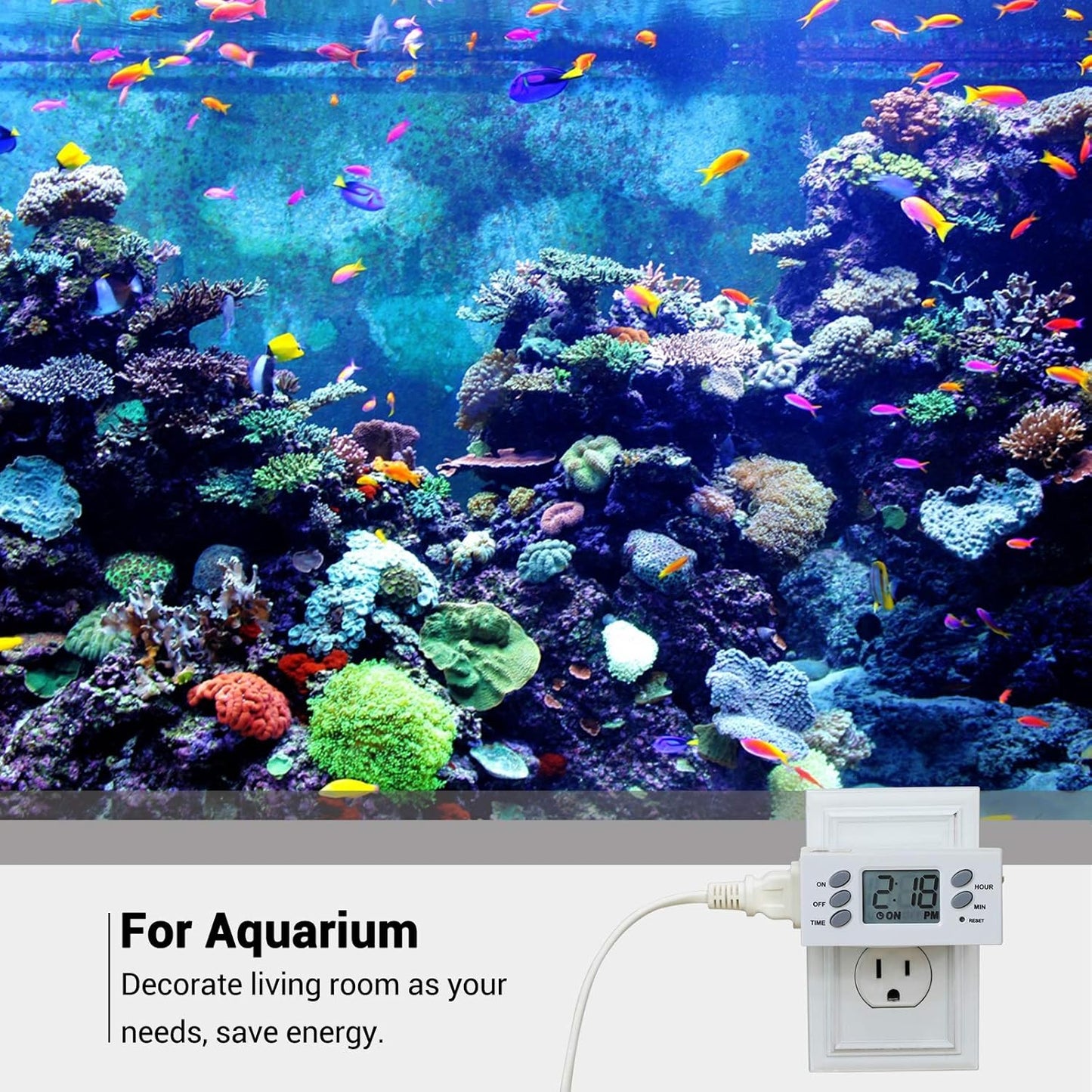 DEWENWILS 24 Hour Outlet Timer, 125V 15A 1000W Timers for Electrical Outlets, 1 Polarized Outlet, Digital Light Timer for Indoor Lamp, Fan, Aquarium, 1/2 HP, 2 Pack,White, UL Listed