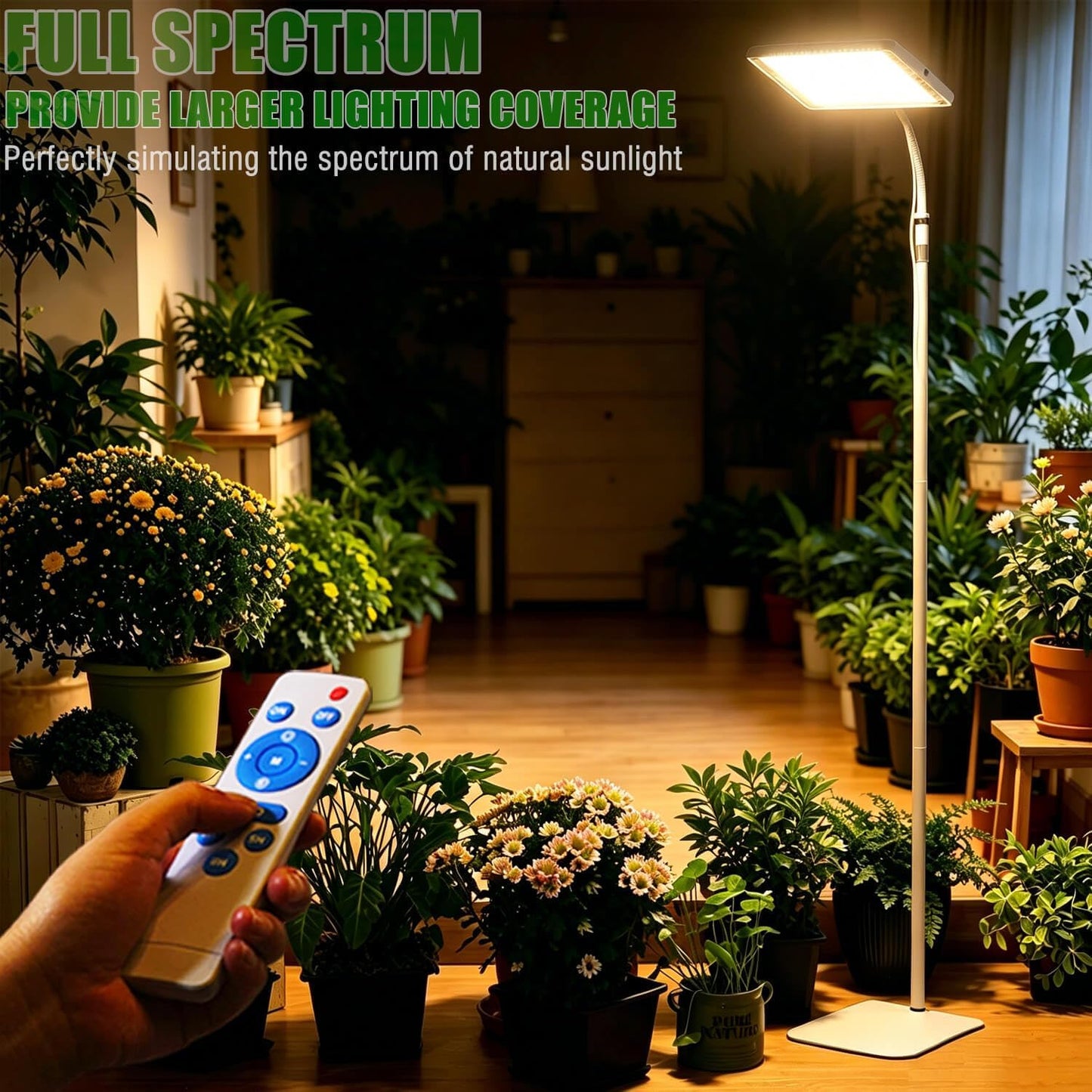LED Grow Lights for Indoor Plants with Stand for Floor and Tabletop, Full Spectrum Plant Lights for Indoor Growing with Timer 4H/8H/12H, Grow Light with 3 Lighting Mode & 10 Dimmable Brightness.