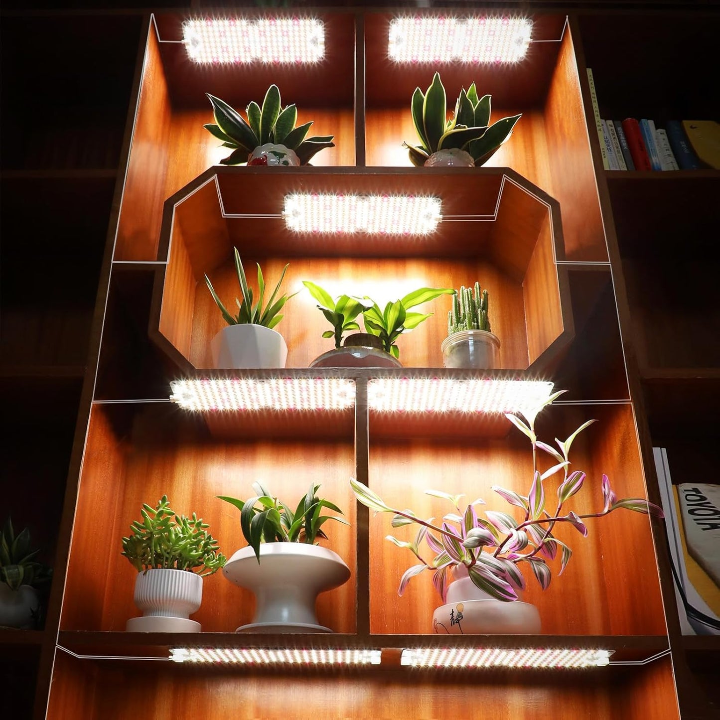6Pack 2026 Ultra-Thin Panel Grow Lights for Seed Starting, Vegetables, Greenhouse & Under Cabinet & Shelf Plants with Timer 4/8/12/16/20H, Free Connect Full Spectrum Indoor LED Plant Growing Lamps