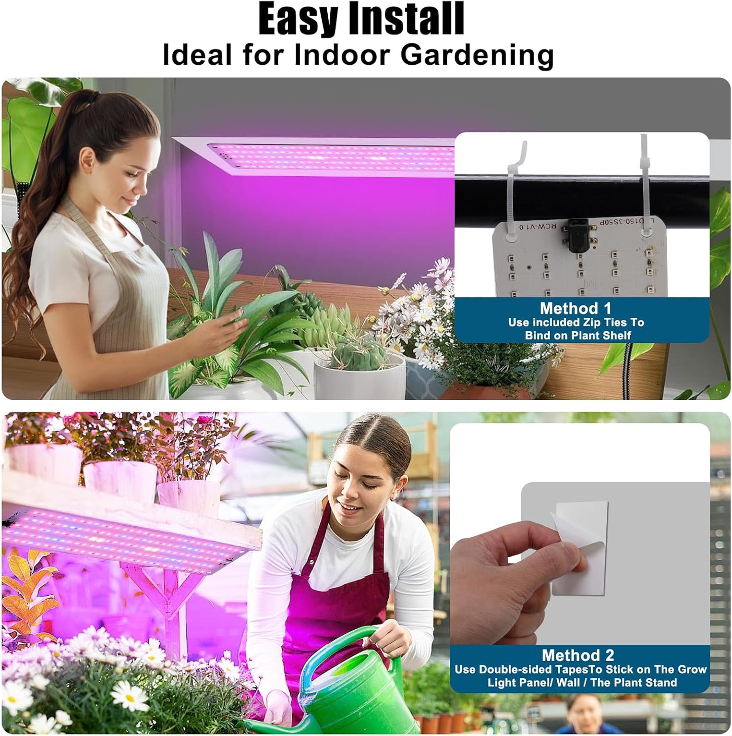 Grow Lights for Indoor Plants Full Spectrum,Plant Lights with Auto Timer 3/9/12H Grow Light for Under Cabinet Plant, 10 Dimmable Levels, Grow Lamp Panel Grow Lights for Seed Starting(4P)