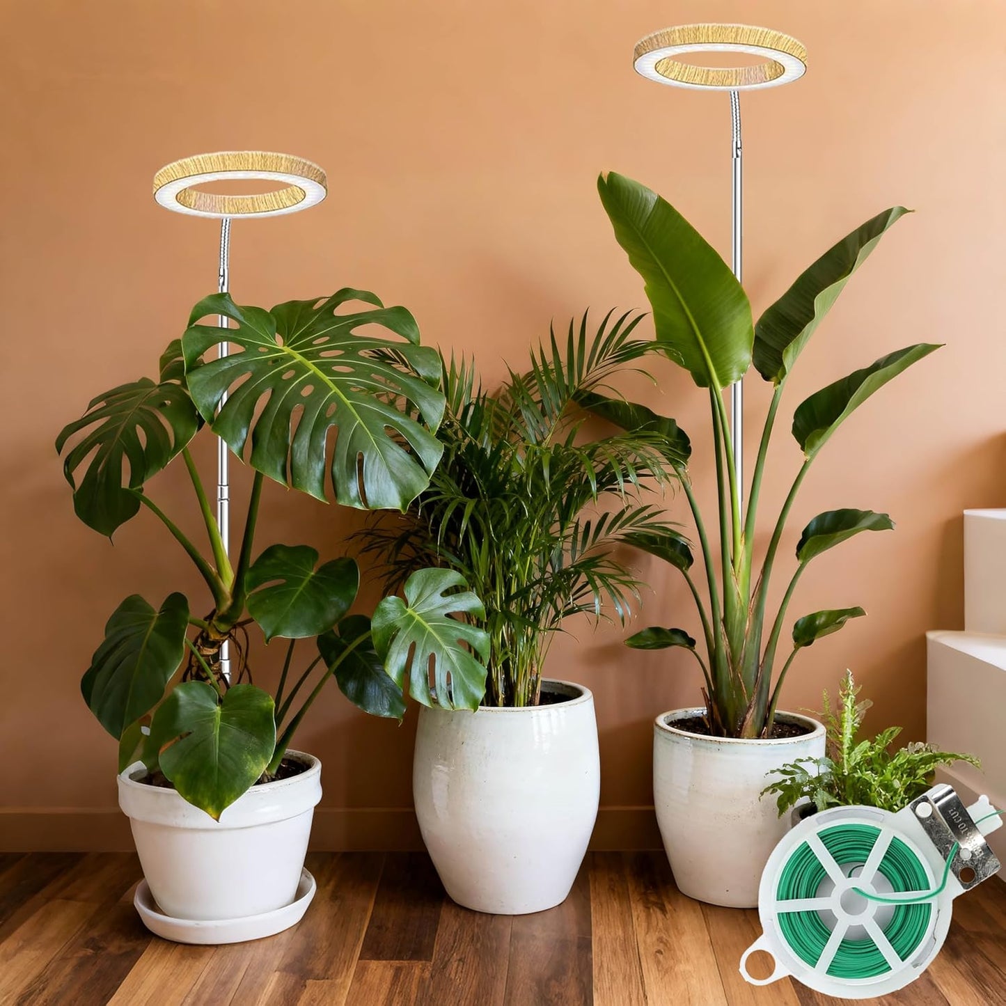 Grow Lights for Indoor Plants Full Spectrum,6.3" LED Wood Grain Plant Grow Light,9.8-65in Height Adjustable Plant Lights Growing Lamp with Auto Timers 3H/9H/12H,10 Dimmable Levels (Wood Grain 2 Pack)