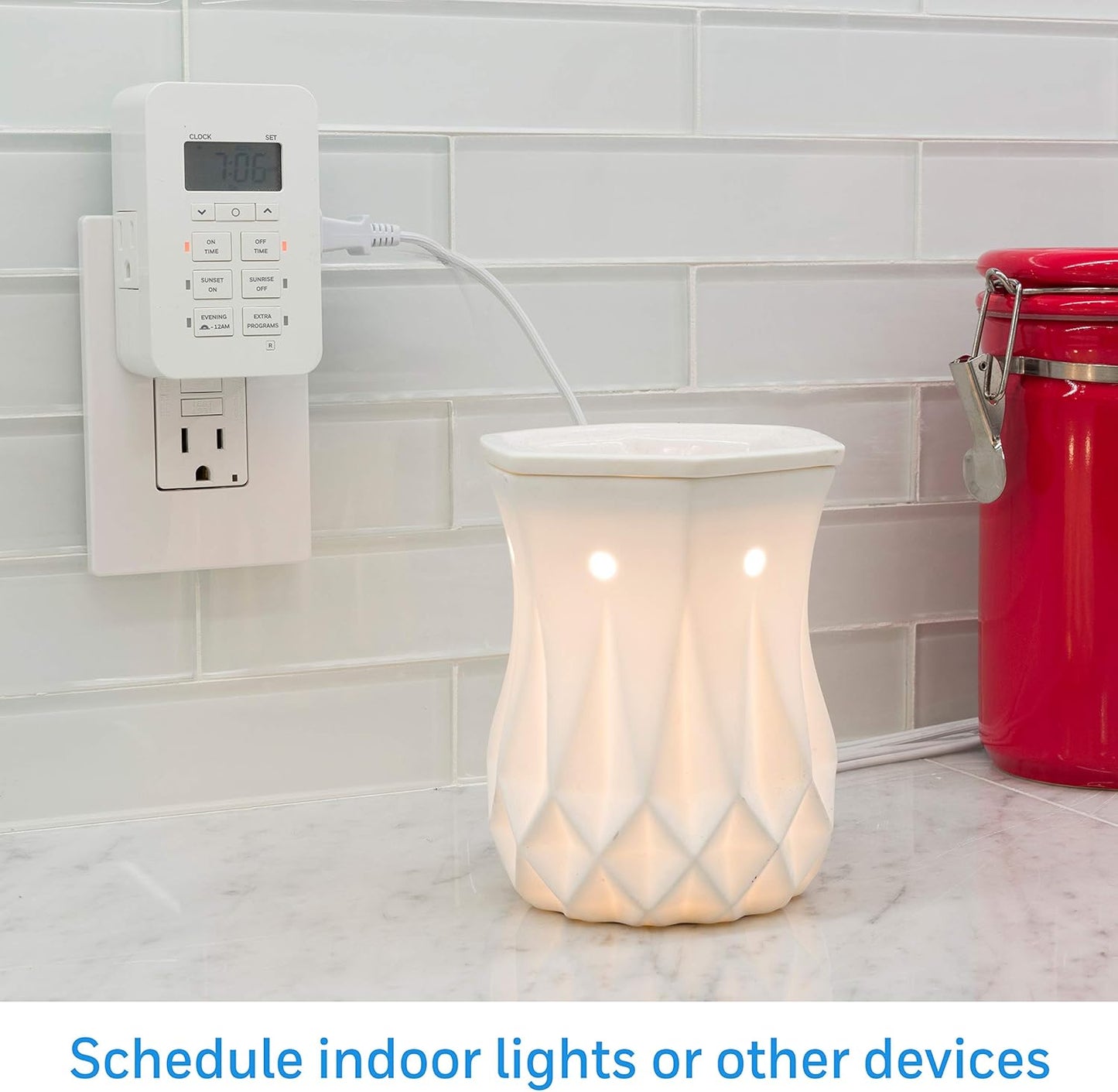 UltraPro Daysmart 7-Day Digital Outlet Timer, 2 Grounded Timer Outlet, Programmable ON/OFF Light, Countdown Plug, 125VAC Light Indoor, Lamp Plug, White, 2 Pack, 46213