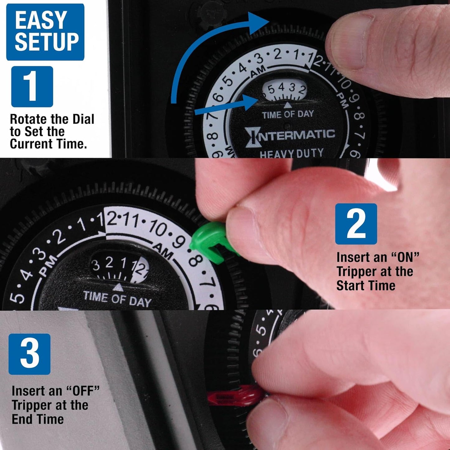 Intermatic HB11K Heavy-Duty Outdoor Plug-in Timer – 2 ON/2 Off Settings, 30-Min Minimum Intervals, Weatherproof Flip Cover, 15A/1800W, 1 HP Rated, 13" Cord – Ideal for Pool Pumps, Lights, Decorations
