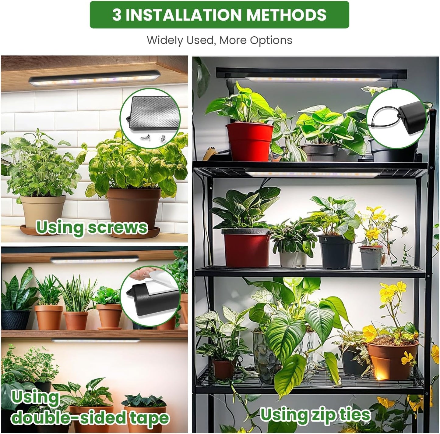 Wolezek Grow Light Strips for Indoor Plants, 420 LEDs Full Spectrum Plant Light for Indoor Growing with 6/12/16H Auto Timer, Grow Lamp Bar for Seedling Succulent, 13.8 Inches, 4 Pack