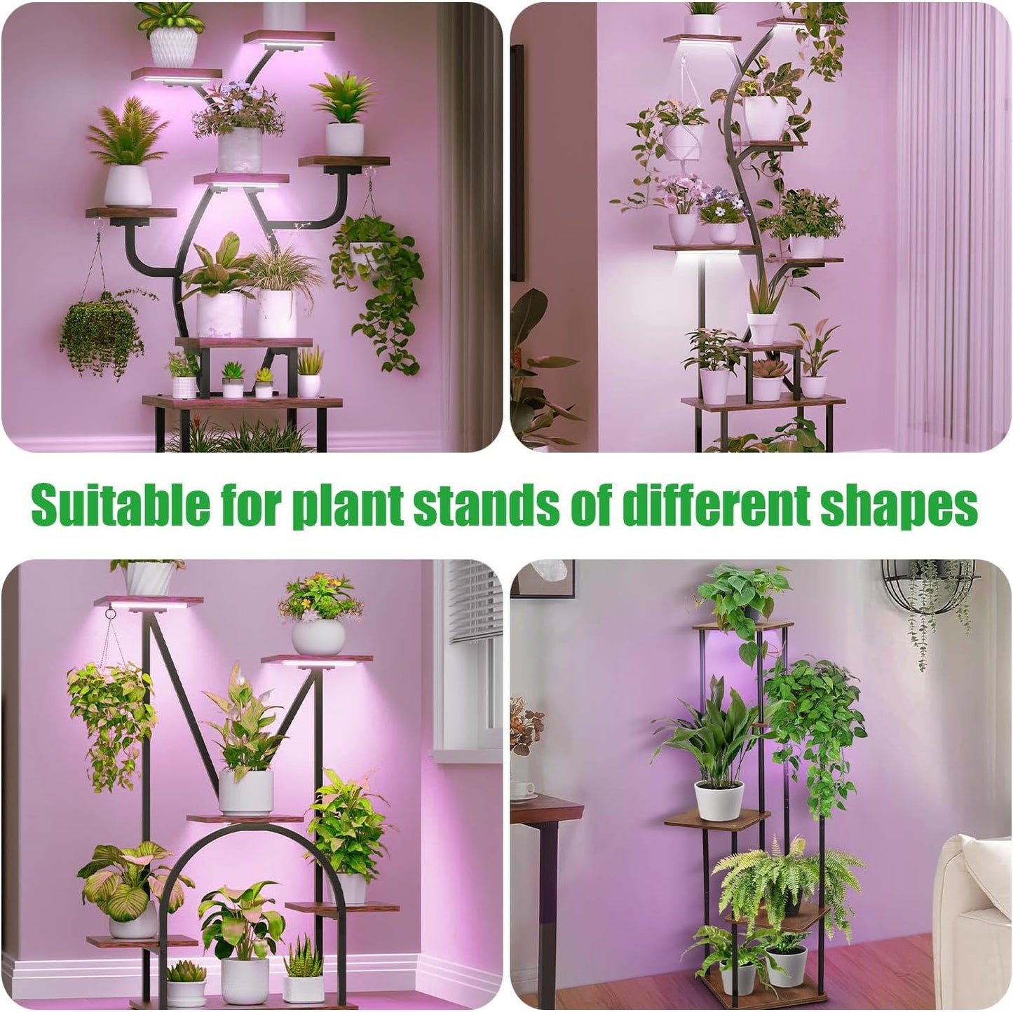 7.8'' 3 Head LED Grow Light Strips, Grow Lamps for Indoor Plants Full Spectrum, Plant Light with 4/8/12H Timer, 10 Dimmable Levels for Seedling Succulent,Best Match for Plant Shelf
