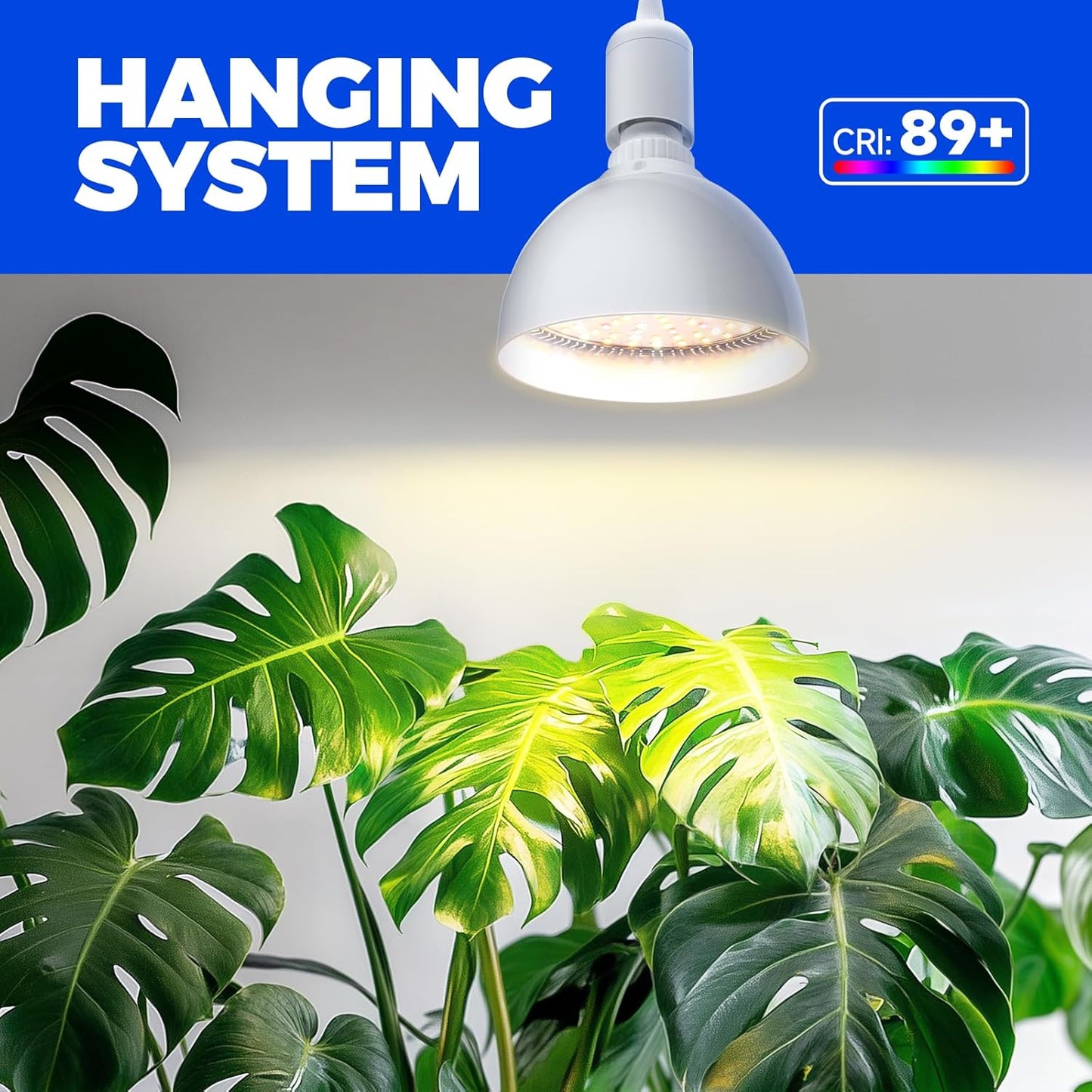 Barrina LED Grow Light Bulb, 50W (2 x 25W) Full Spectrum, with 16.4FT Power Cord, Hanging Grow Lights for Indoor Plants, Large Tall Plant, Garden, Flowers, Greenhouse, 2-Head