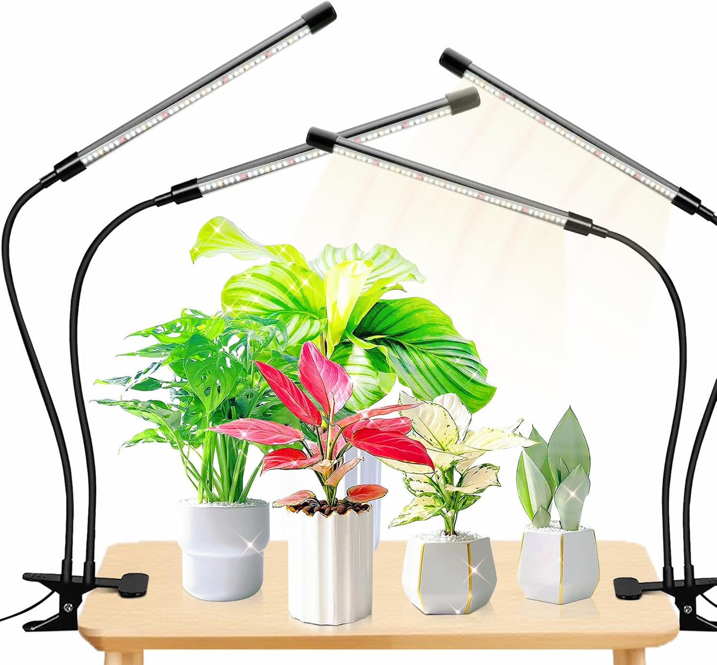 Plant Lights for Indoor Growing,84leds Clip Grow Light, 6500k Grow Lights for Indoor Plants Full Spectrum with Cold Warm Red LEDs,10 Dimmable Levels,Auto On Off Timing 3/9/12h Hrs(2pcs)