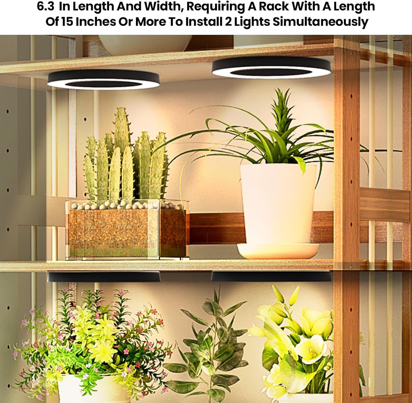 Mosthink 6.3" Ceiling Grow Lights for Indoor Plants, 288 LEDs Plant Light Full Spectrum, Under Cabinet Growing Lamp with Auto Timer, 10 Dimmable Levels, 3 Modes with Transparent Cover,Corded