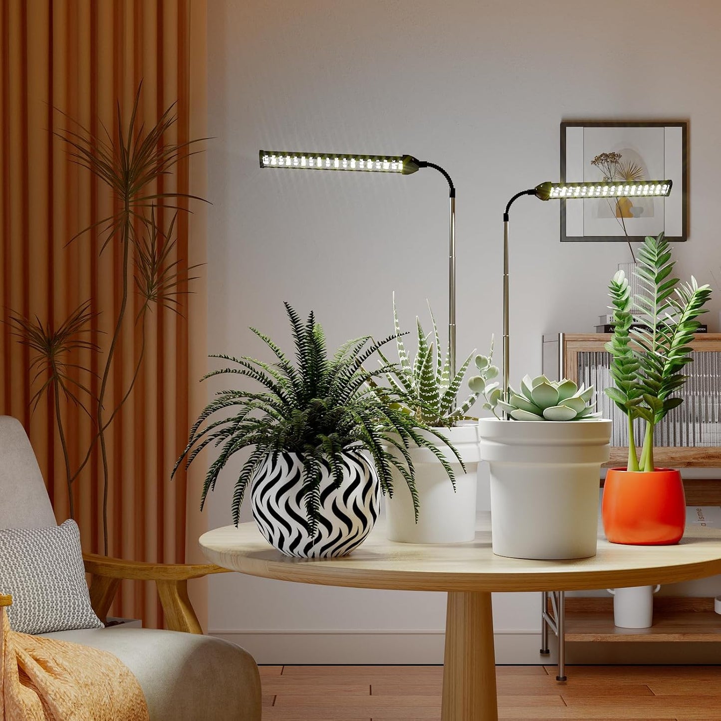LED Grow Light 2 Pack, 6000K White Full Spectrum 144 LED Gooseneck Growing Lamp for Indoor Plants Growth,4 8 12 18Hrs Timer & Brightness Changeable,Insert Pole Extendable 4-10''