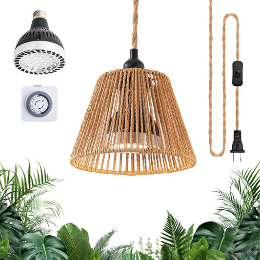 Hanging Grow Lights for Indoor Plants, Full Spectrum Grow Light, with Timer and 15FT Power Cord, 30W Pendant Plant Lights for Indoor Growing, Garden, Flowers, Greenhouse