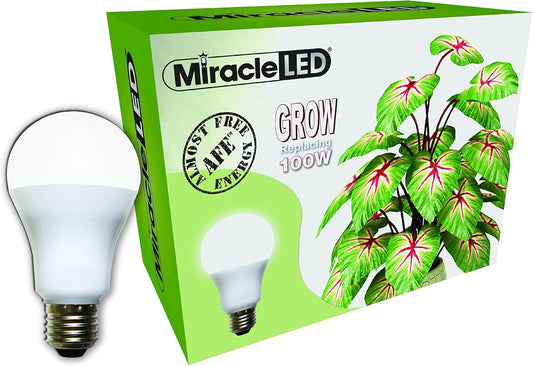Miracle LED Almost Free Energy 9W Spectrum Grow Lite - Daylight White Full Spectrum LED Indoor Plant Growing Light Bulb for DIY Horticulture, Hydroponics, and Indoor Gardens (604293) Single Pack