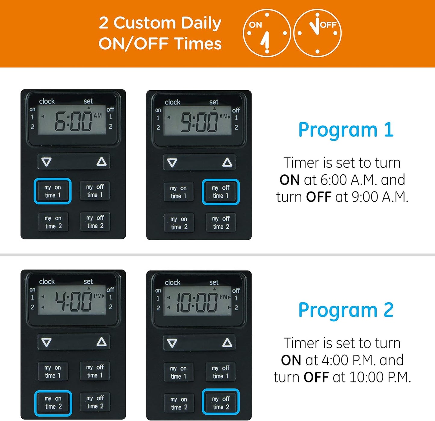 myTouchSmart Indoor/Outdoor Plug-in Digital Timer, One Grounded Outlet, Two Easy-to-Set Custom Daily On/Off Times, Weather Resistant, Ideal for Small Pumps and Seasonal Lighting, 36027