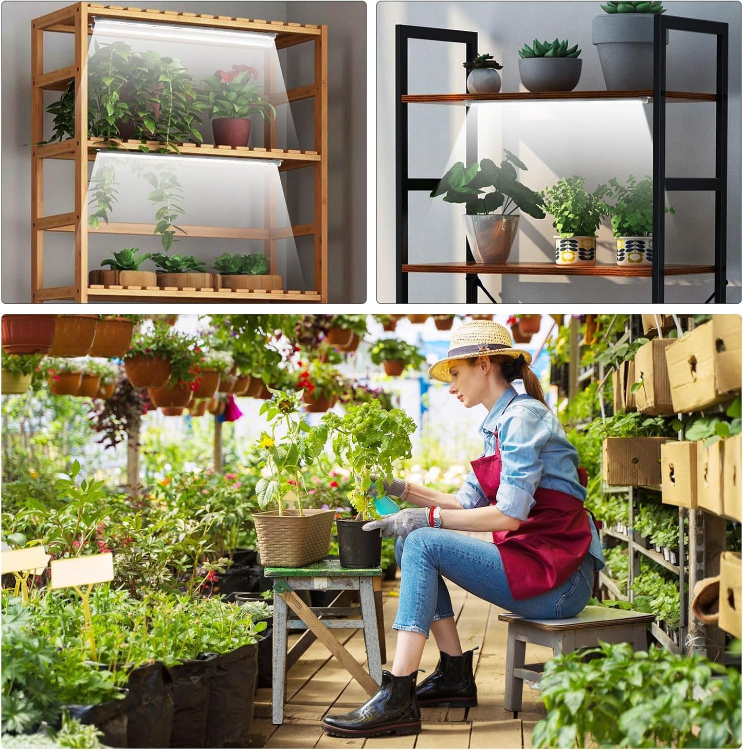 SDOVUERC 16'' 6 Bars Grow Light Strips for Indoor Plants with Auto ON/Off Timer 6/12/18H, 5 Dimmable Levels for Shelves Plant Growing(Pack 1)