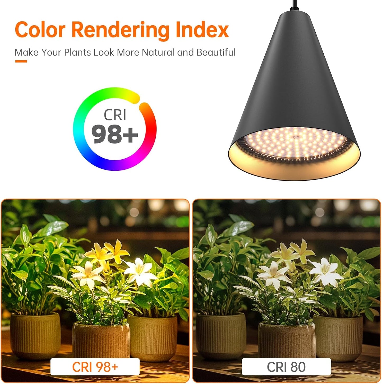 Bstrip 50W Double-Head One Cord Grow Lights for Indoor Plants full Spectrum 3000K, Black LED Grow Light Bulb with Timer & 16.4FT Power Cord, Perfect for Tall Plants, Flowers, and Greenhouses in Winter