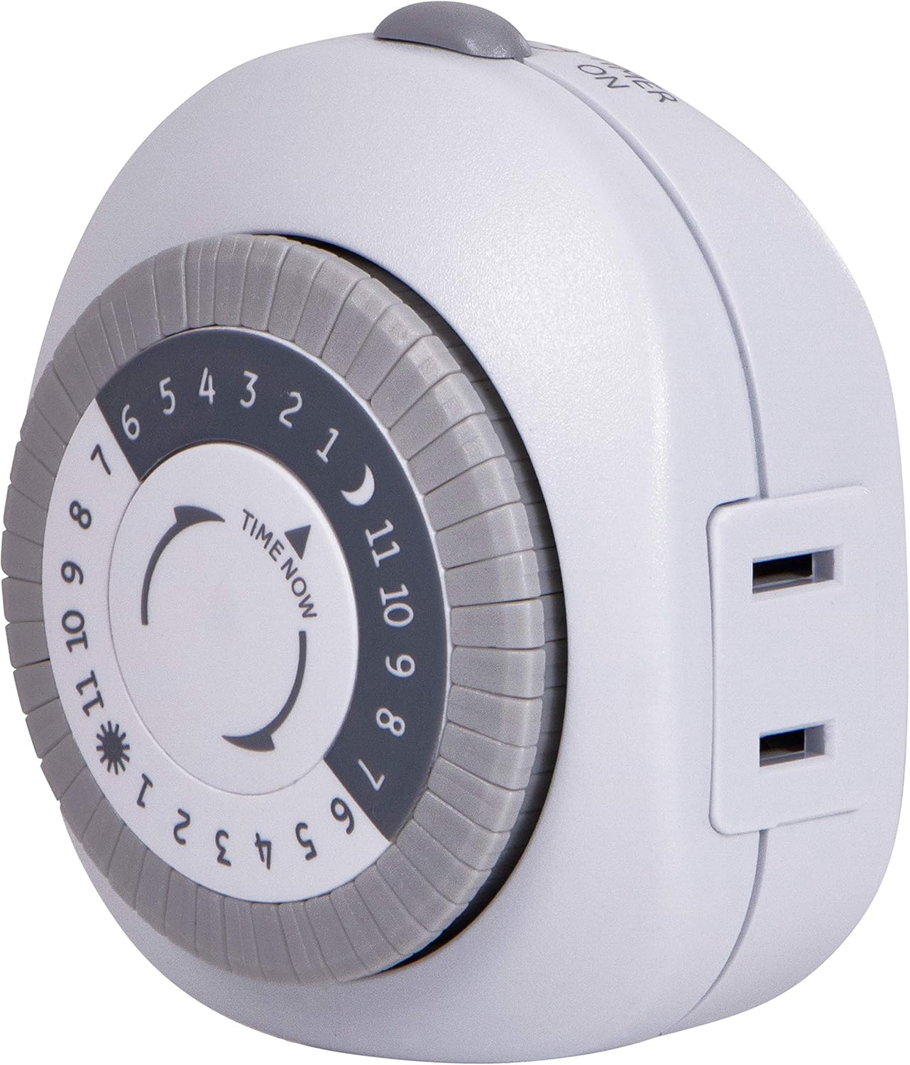 GE 24-Hour Basic Indoor Mechanical Timer, 1 Polarized Outlet Timer, Programmable Daily Cycle, 30-Minute Interval Timer Outlet, Two-Prong Light Timer, Plug Timer, Lamp Timer, White, 1 Pack, 15152