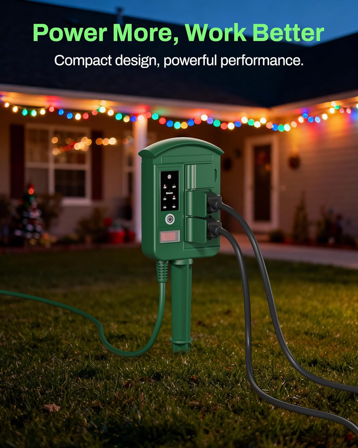 BN-LINK Outdoor Power Stake with Dusk to Dawn Timer, Waterproof 6 Grounded Outlets, 6FT Cord, 100FT Remote Control, Heavy Duty Outdoor Plug for Christmas Lights, Yard, Garden, ETL Listed