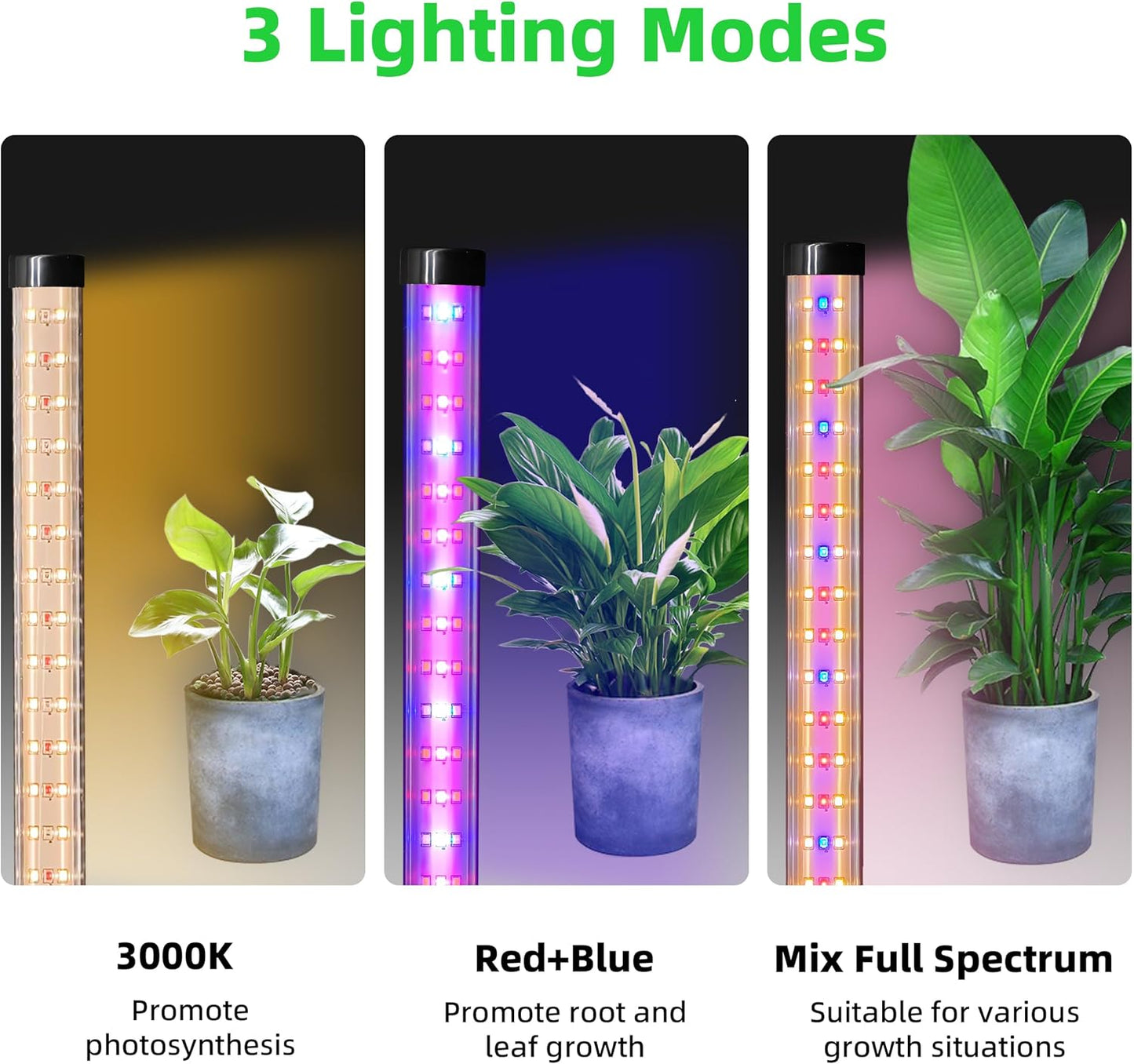 Standing Grow Light for Indoor Plants with Timer,42W Full Spectrum Vertical Grow Lights for Indoor Plants,4FT T8 243LED Plant Lights for Indoor Growing with On/Off Timer Function, 2 Pack