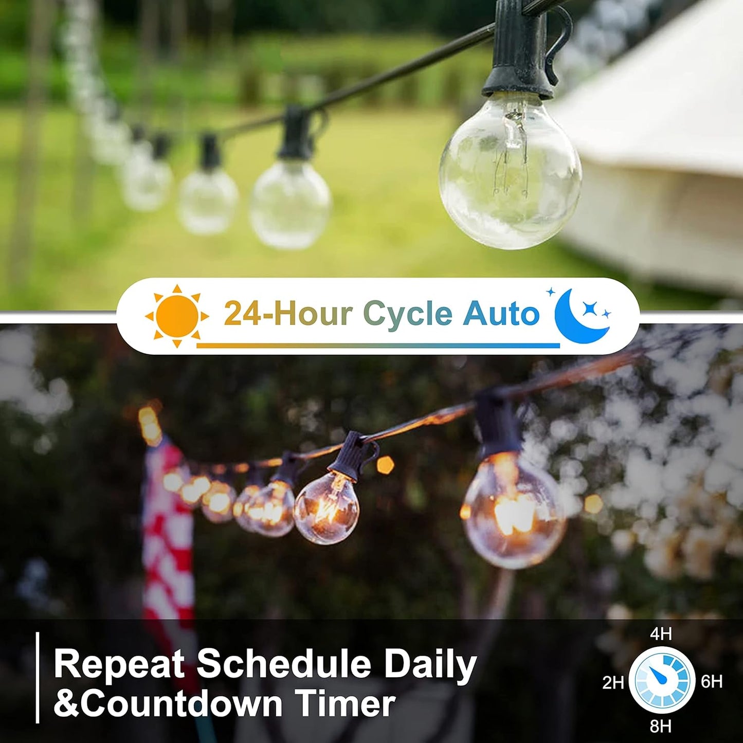 Outdoor Dimmer for String Lights – 560W Dimmer Plug with Daily Timer & Memory, IP65 Waterproof Plug in Dimmer Switch with 100FT Remote & Backup Button for Patio Lights, Backyard Party & Holiday Decor