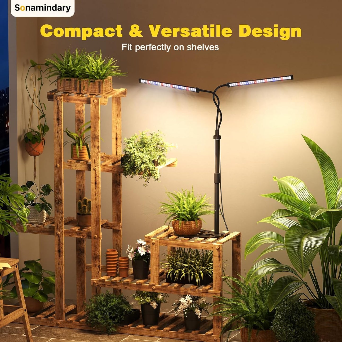 Grow Lights for Indoor Plants, Full Spectrum LED Plant Light with 9.8-35 in Tripod Stand, 120 LEDs 5700K, 4/8/12H Auto Timer, 5 Brightness Levels