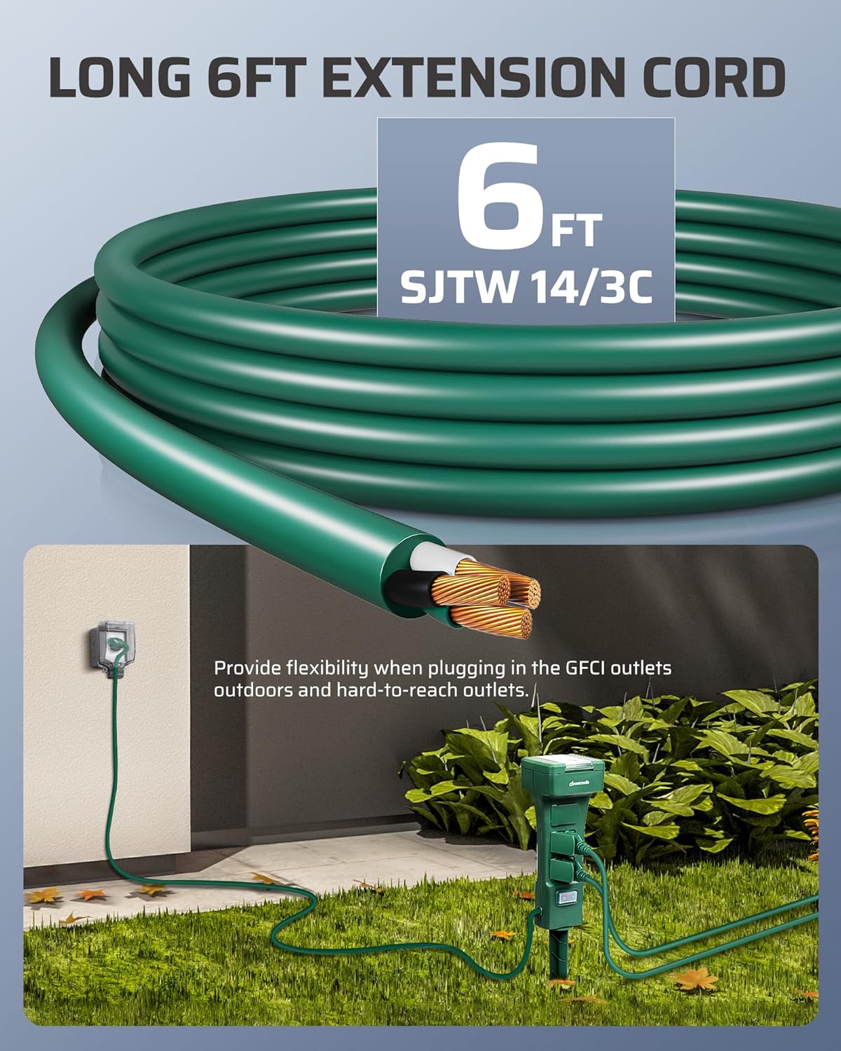DEWENWILS Outdoor Power Stake Timer Waterproof, 100FT Range Remote Control Outlet Timer, 6 Grounded Outlets 6FT Cord, Photocell Dusk to Dawn, for Lights, Garden, 1875W/15A UL Listed