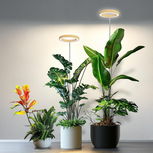 Kullsinss Grow Lights for Indoor Plants, Full Spectrum Plant Grow Light with 6/12/16H Timer, 3 Color Modes, 5 Brightness, 10"-65" Height Adjustable Growing Lamp for Large Indoor Plants (2 Pack)