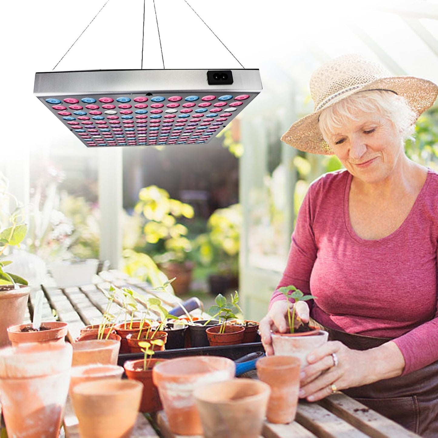 LED Grow Lights for Indoor Plants, Panel Plant Light Full Spectrum with IR & UV Bulbs for Seedlings,Micro Greens,Clones,Succulents (Size:9.9x9.9inches)