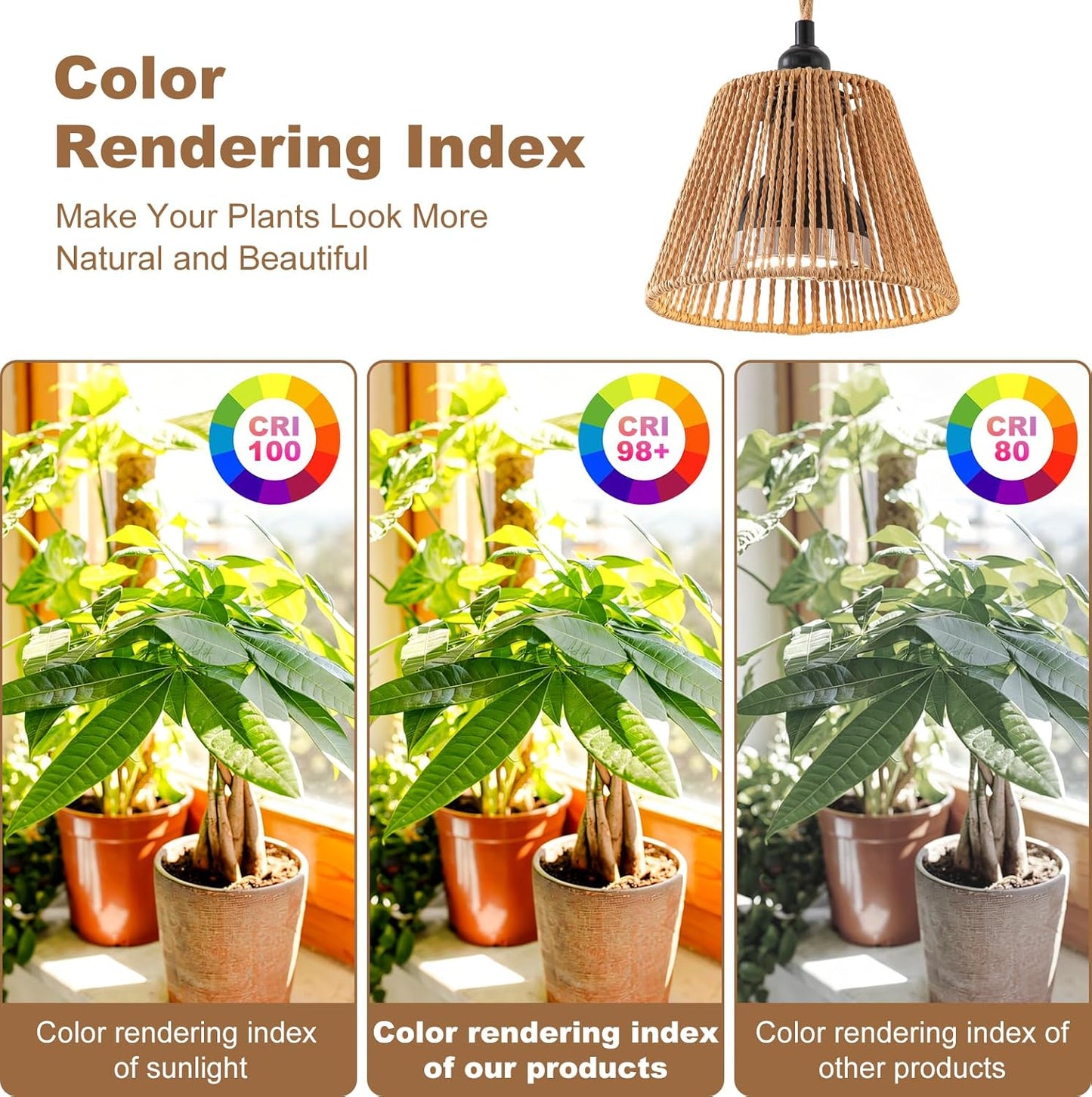 Hanging Grow Lights for Indoor Plants, Full Spectrum Grow Light, with Timer and 15FT Power Cord, 30W Pendant Plant Lights for Indoor Growing, Garden, Flowers, Greenhouse