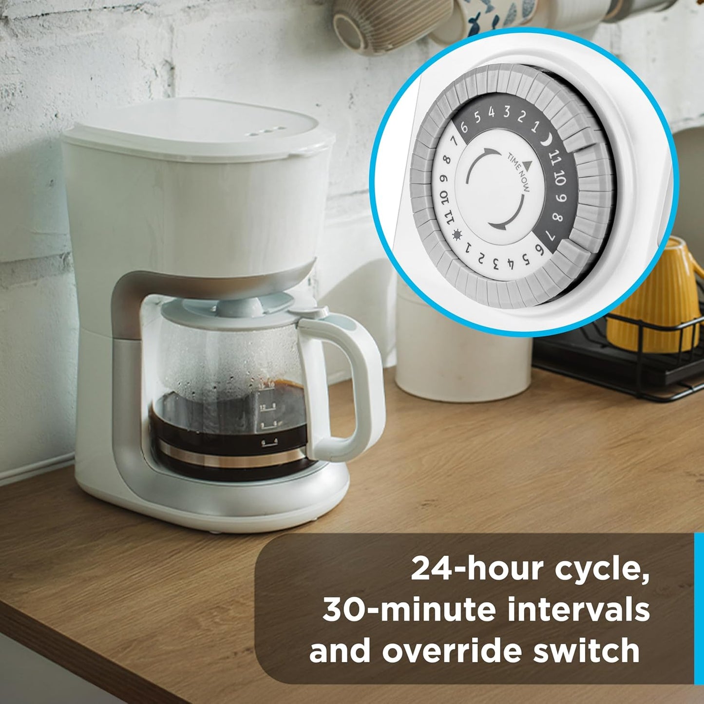 GE 24‑Hour Mechanical Outlet Timer Switch, Dual Grounded Plug‑in Control for Indoor Lighting, Lamps, Christmas Trees, Fans and Small Appliances (3 Pack), 66404