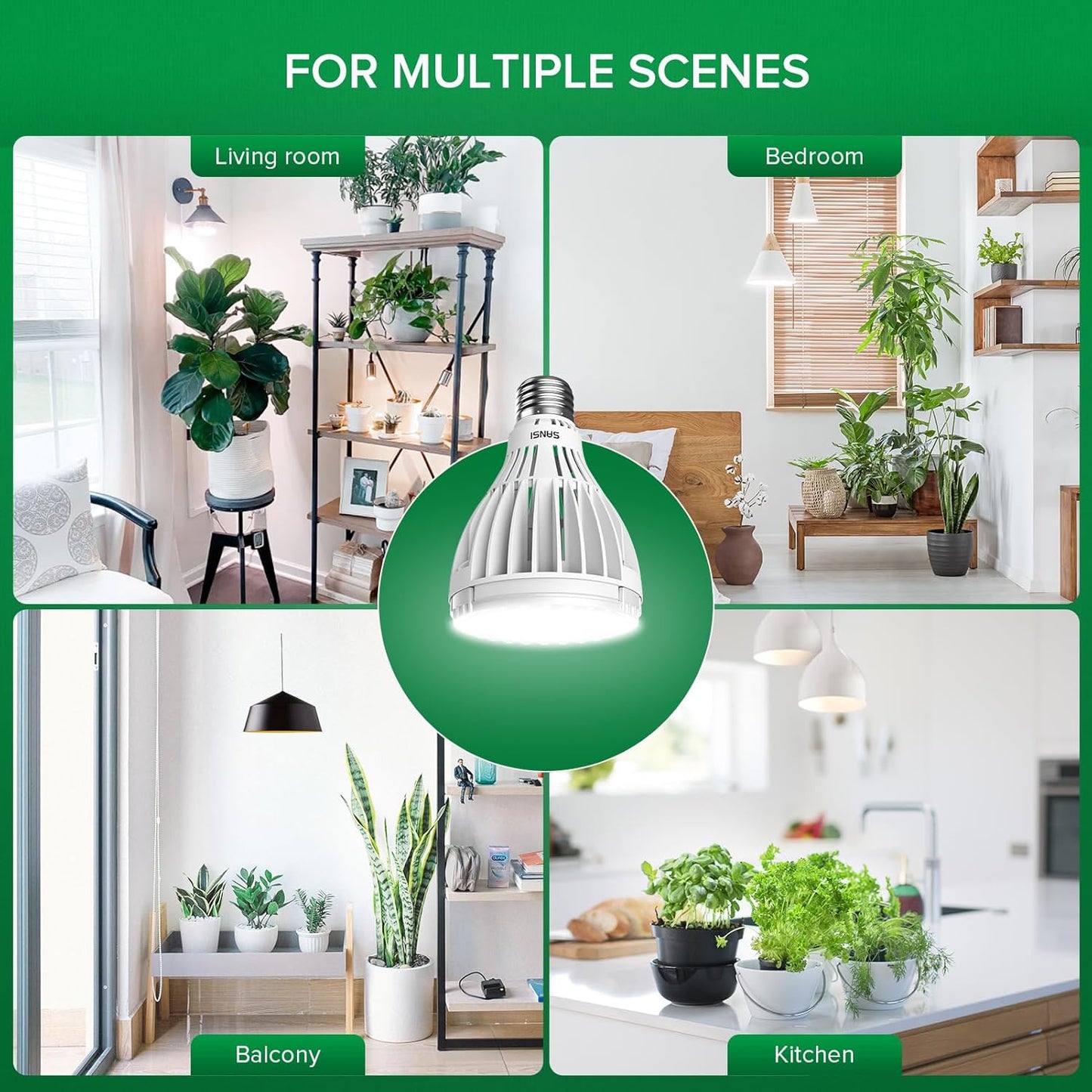 SANSI 300W Equivalent LED Grow Light Bulb, PAR25 30W 5000K+660nm Full Spectrum Grow Bulb for Indoor Plants, 25,000 Hours Lifespan Plant Lights with E26 Base