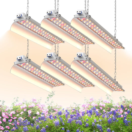 1.4FT Hanging Grow Light for Indoor Plants, Full Spectrum with 660nm Red LED, T5 2020T Light Fixture, 108W(6×18W) Grow Lamp with Reflectors for Seedling Tray, 6-Pack
