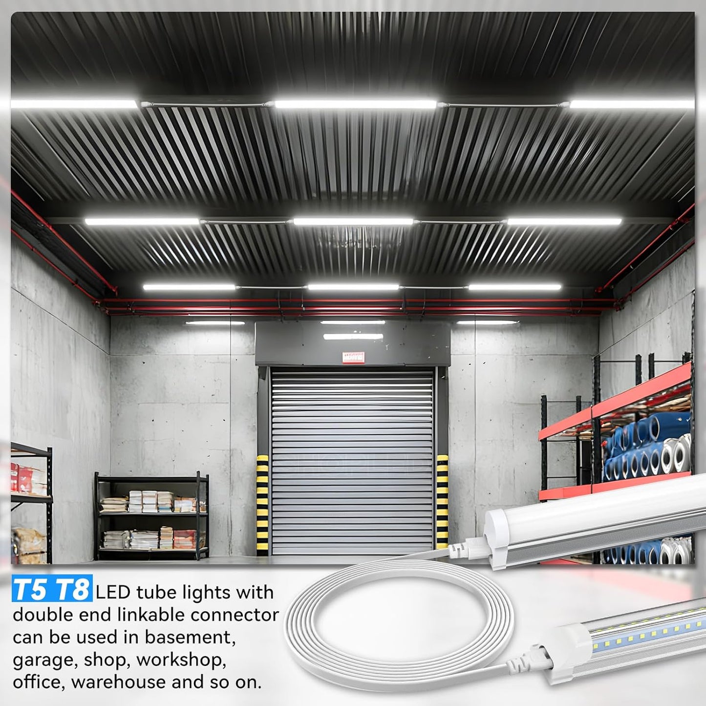 SHOPLED (4-Pack 4FT T5 T8 LED Shop Light Fixture Connecting Cords, Double-Ended Connector Cable for LED Tube Lights