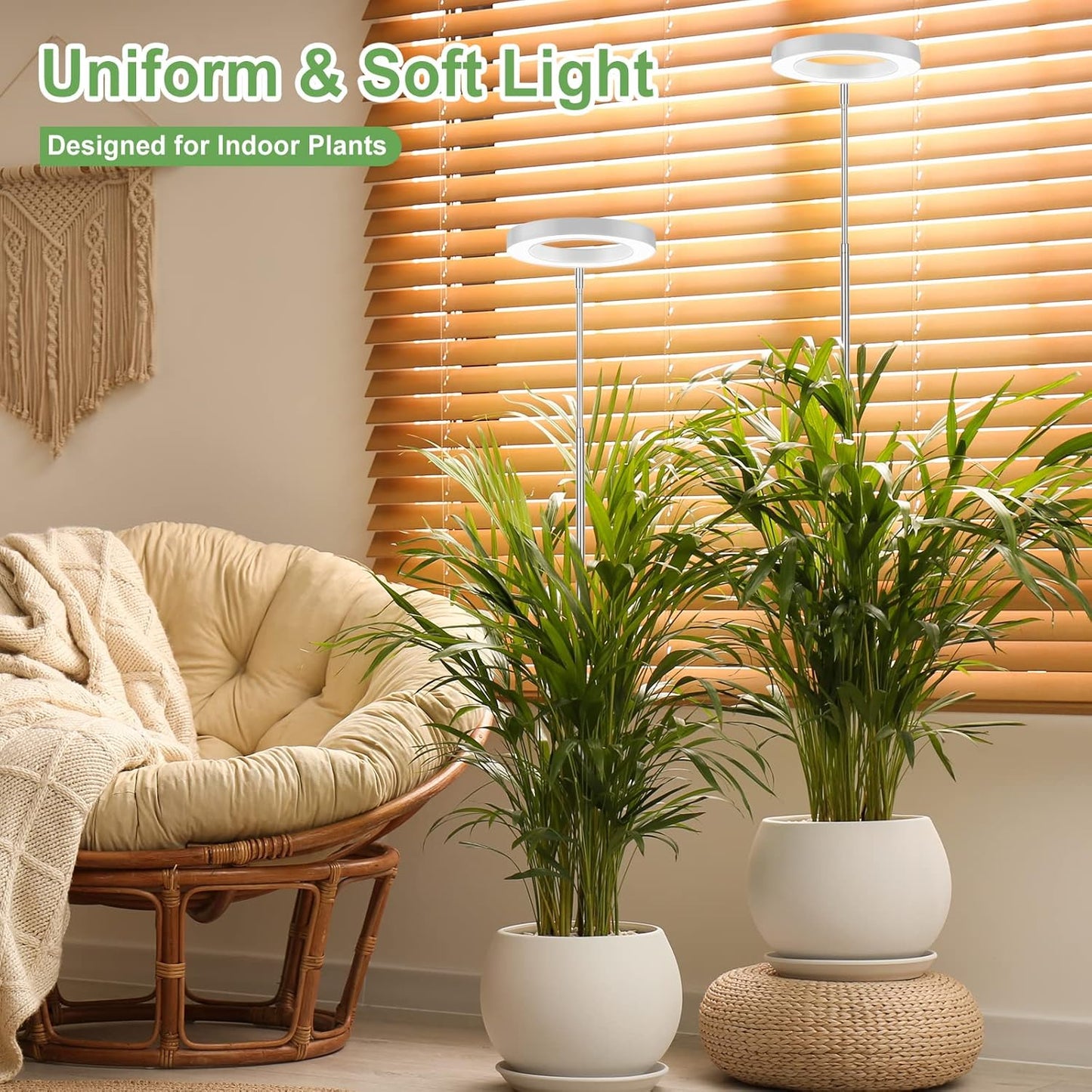 LBW Plant Grow Light, 72 LEDs Full Spectrum Grow Lights for Indoor Plants, Large Plant Lamp with 4 Dimmable Levels, 4/8/12H Auto Timer, Height Adjustable, Halo Growing Lamp for Tall Plants, 2 Pack
